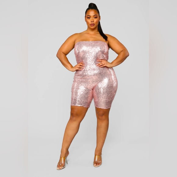 Pink Sequin Romper - Picture 1 of 11